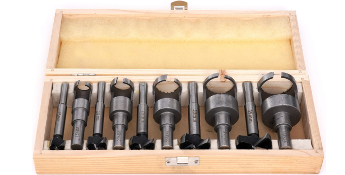 Set freze pentru lemn indepartare noduri si dopuri 10 piese 15-35 mm in cutie lemn (KD637) [14]