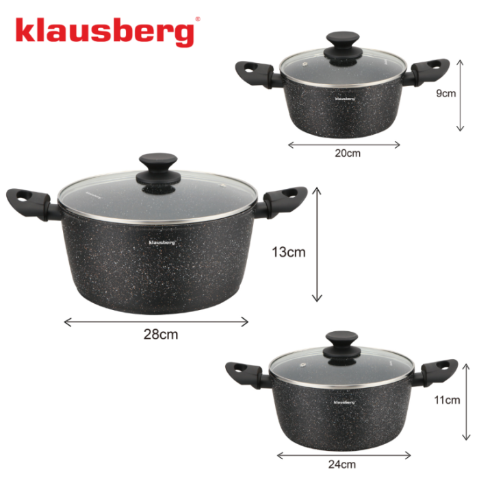 Set oale de gatit 6 piese cu invelis din marmura si capace (KB-7960) [2]