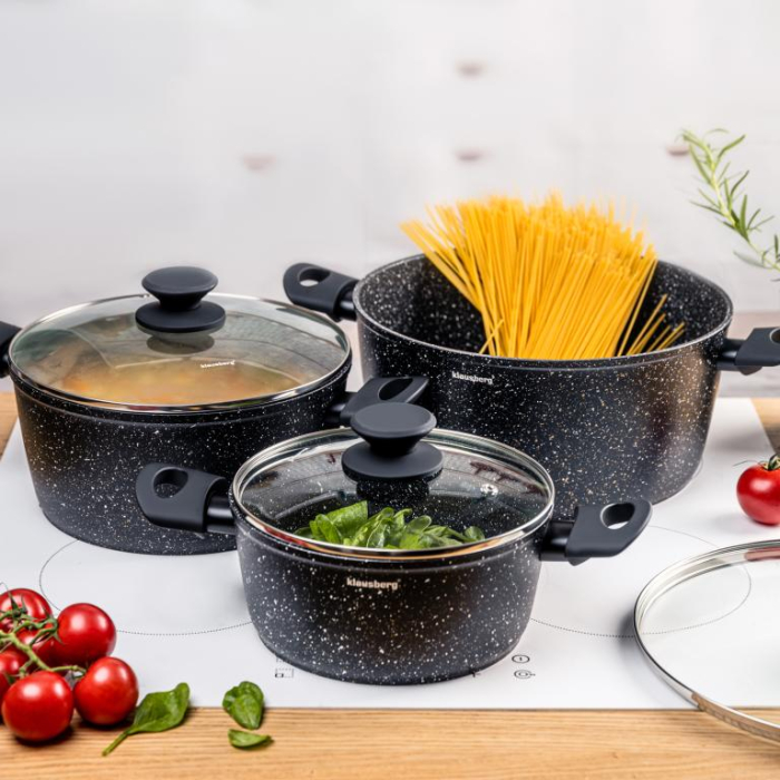 Set oale de gatit 6 piese cu invelis din marmura si capace (KB-7960) [10]