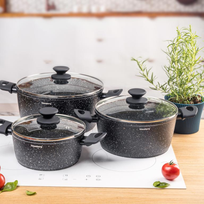 Set oale de gatit 6 piese cu invelis din marmura si capace (KB-7960) [8]