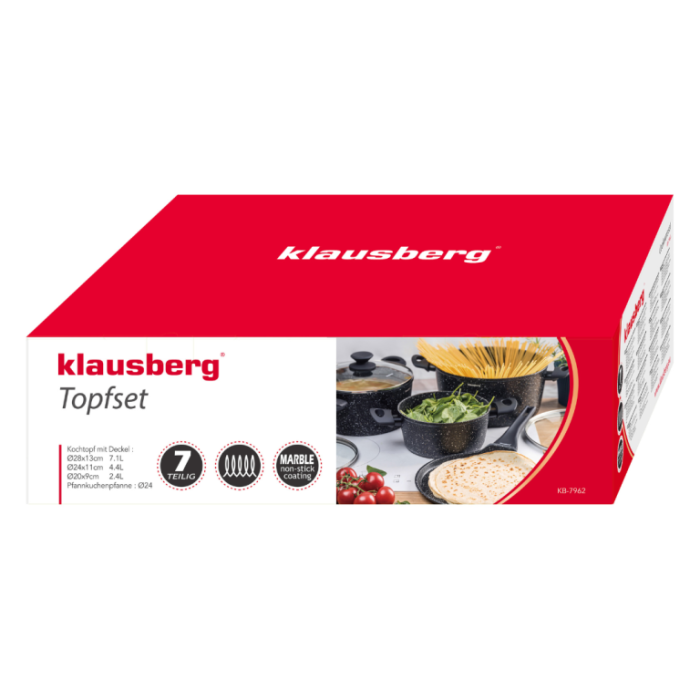 Set oale de gatit 7 piese, aluminiu invelis marmorat negru (KB-7962) [9]