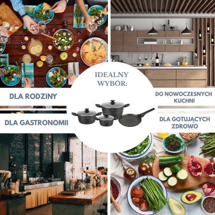 Set oale de gatit 7 piese, aluminiu invelis marmorat negru (KB-7962) [6]