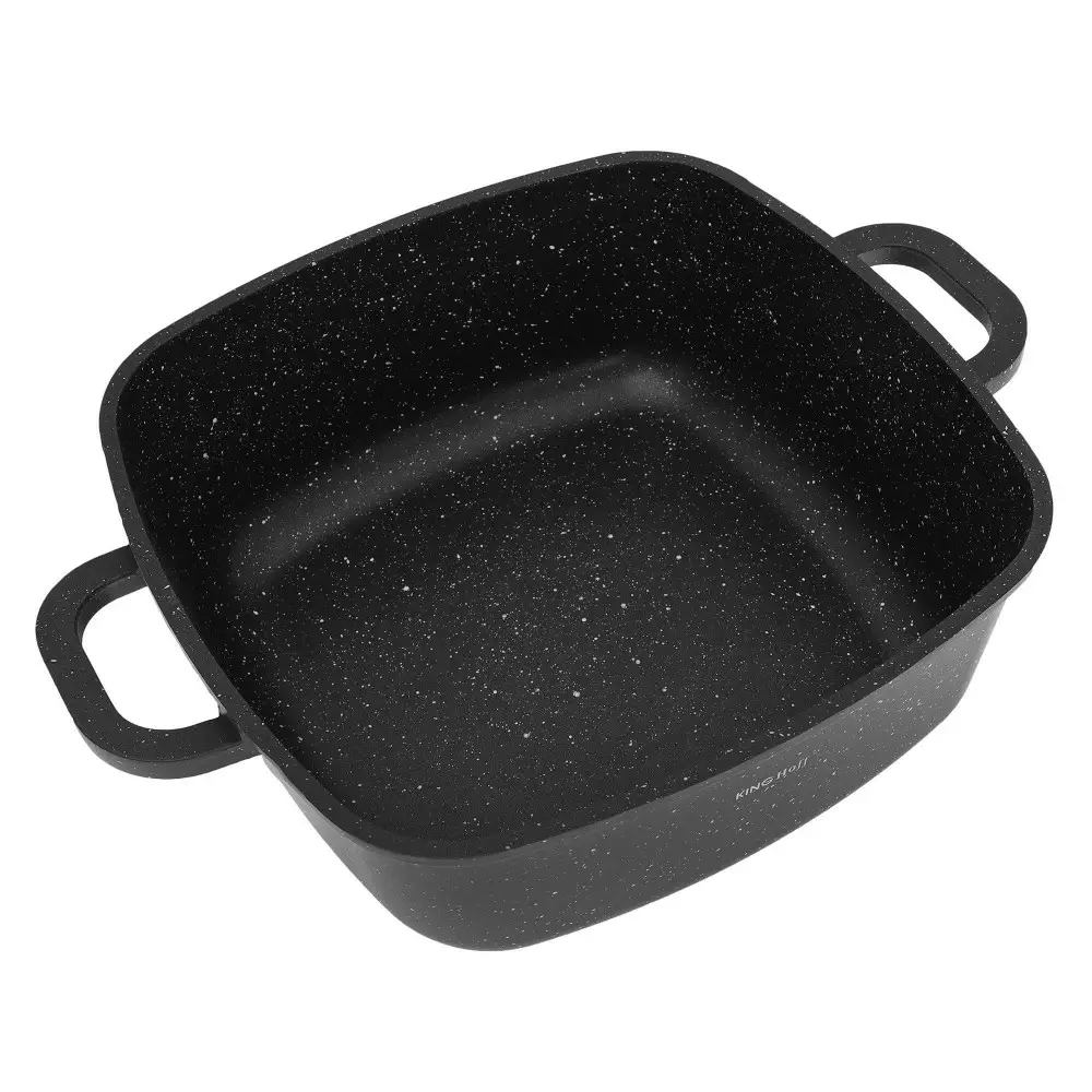 Set oale de gatit patrate 6 piese cu invelis marmorat si capace din sticla (KH-1607) [2]