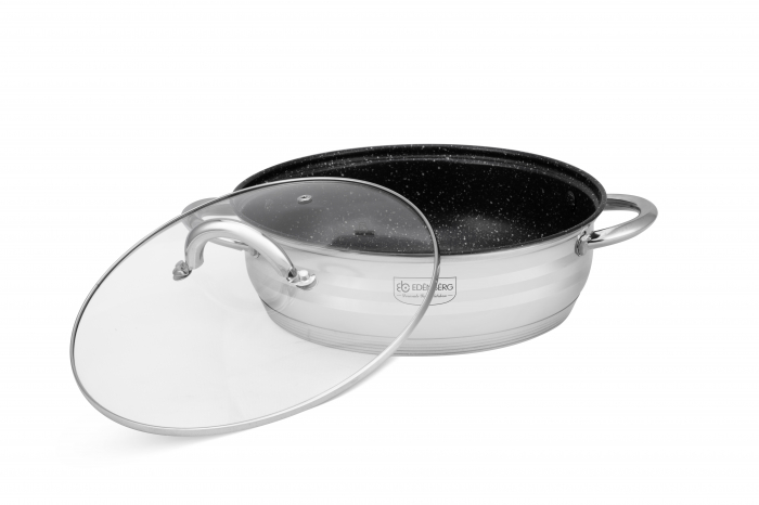Set oale si tigaie marmorata inox 12 piese fund multistraturi gaz si inductie (EB-4043) [22]