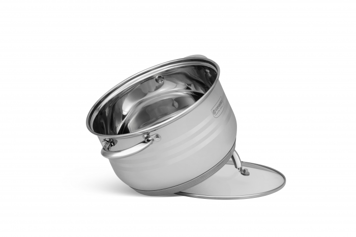 Set oale si tigaie marmorata inox 12 piese fund multistraturi gaz si inductie (EB-4043) [11]