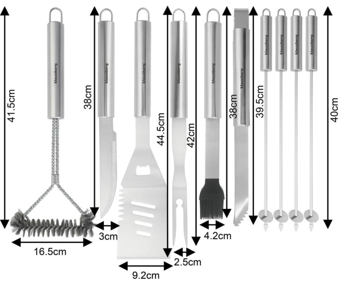 Set pentru gratar din otel inoxidabil in servieta, 10 piese (KB-7901) [3]