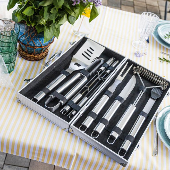 Set pentru gratar din otel inoxidabil in servieta, 10 piese (KB-7901) [5]