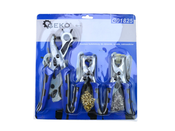 Set pentru prelucrarea pielii cu clesti pentru perforare ochiuri si capse (G01825) [7]