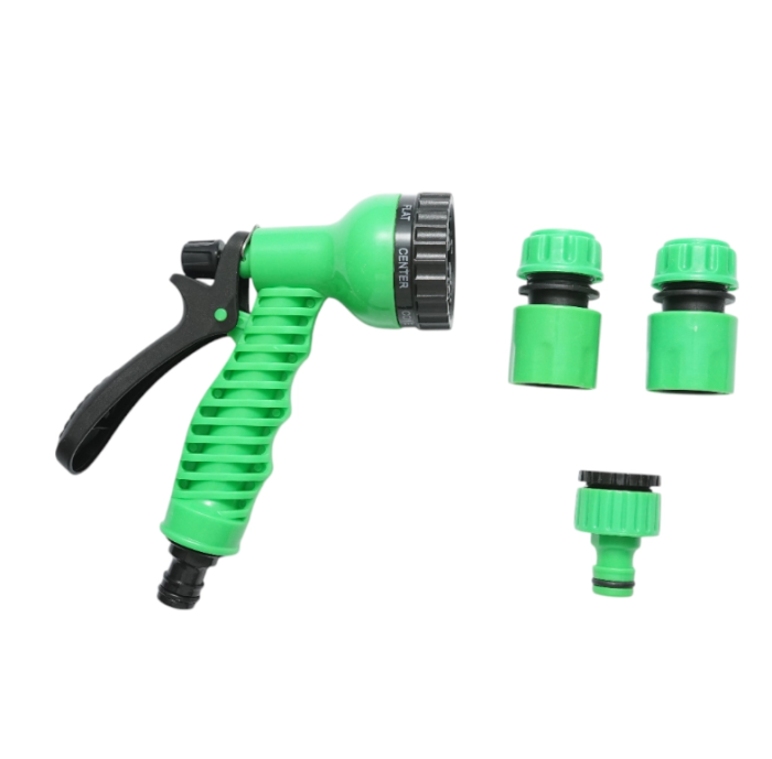 Set pistol de stropit reglabil 7 moduri, 2 conectori 1/2, adaptor 1/2-3/4 pentru furtun gradina (DISTP12) [1]