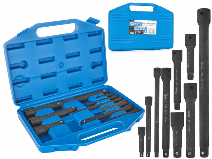 Set prelungitoare adaptori tubulare de impact 1/4", 3/8", 1/2" 9 piese (G10531) [1]