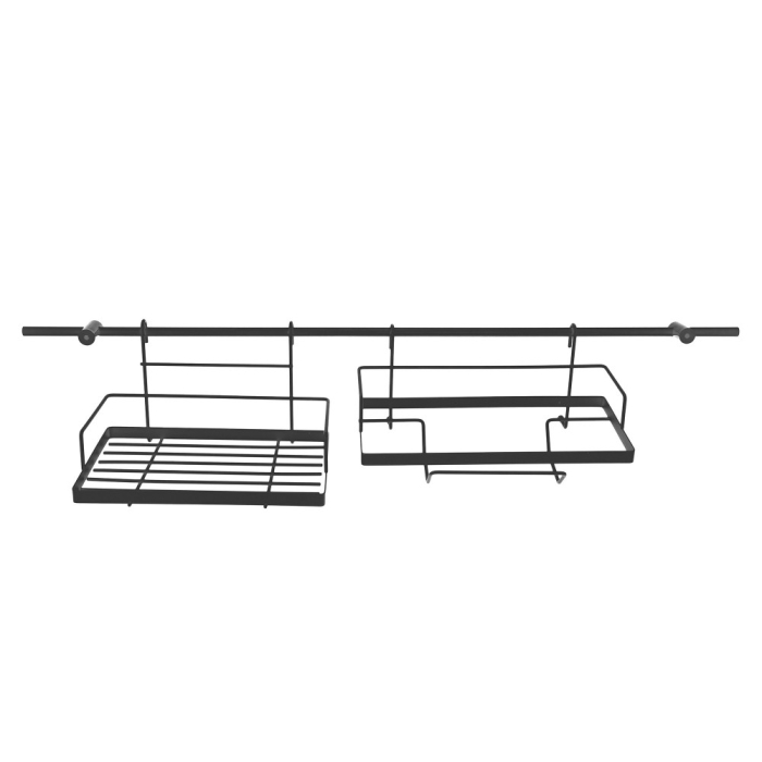 Set reling bucatarie 17 piese negru 150cm cu suporturi si accesorii  (KH-1498) [4]