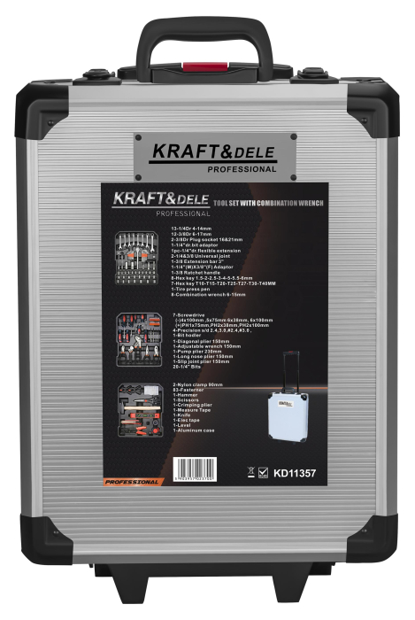 Set scule 187 piese cu chei tubulare clichet clesti si valiza cu roti (KD11357) [2]
