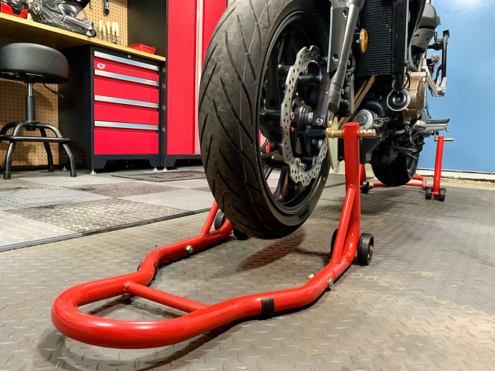 Set suporti motocicleta 450 kg 2 buc, stand stabil pentru intretinere si reparatii moto (V83102) [8]