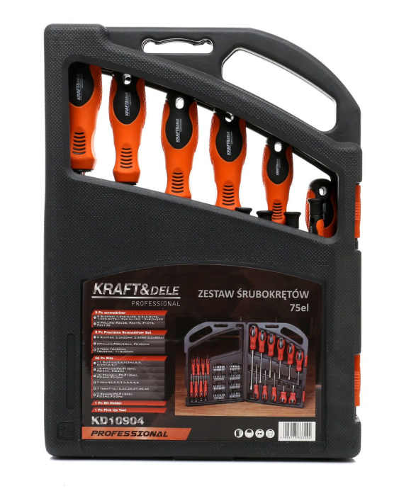 Set surubelnite si biti, 75 buc cu suport valiza (KD10904) [2]