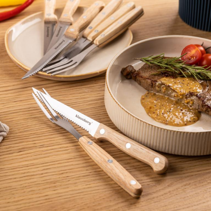 Set tacamuri pentru friptura si gratar din otel inoxidabil si lemn, 8 piese  (KB-7976) [6]