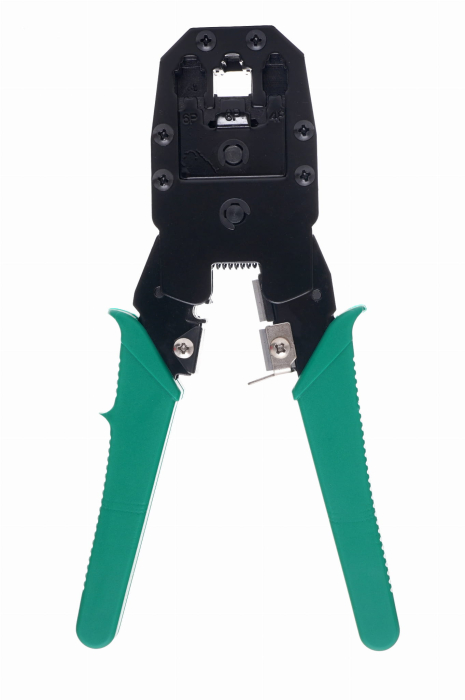 Set tester cleste pentru sertizare conectori RJ45, conectori si mufe retea LAN IT + 100 mufe (KD10882) [3]