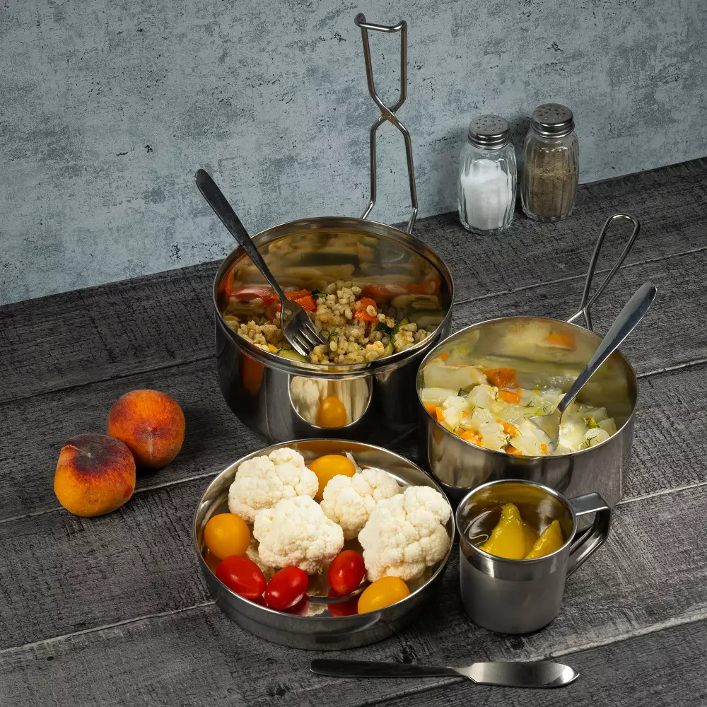 Set tiffin din inox tip caserole suprapuse, 7 piese cu diametre de 15.4/15/13cm (KH-1374) [3]