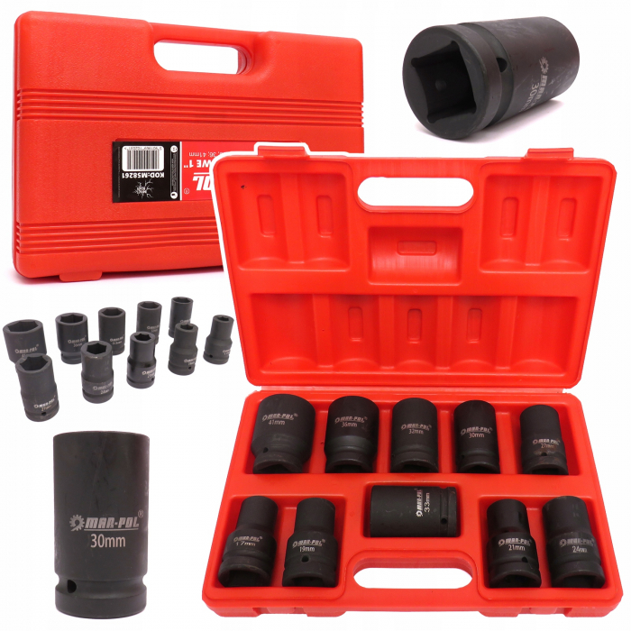 Set trusa chei tubulare impact 10 piese 17-41 mm intarite, pistol impact (M58261) [2]