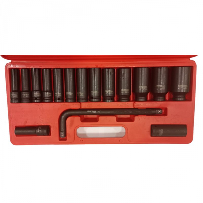 Set trusa chei tubulare impact ½ 16 piese 10-32mm intarite, pistol impact (KD11755) [1]