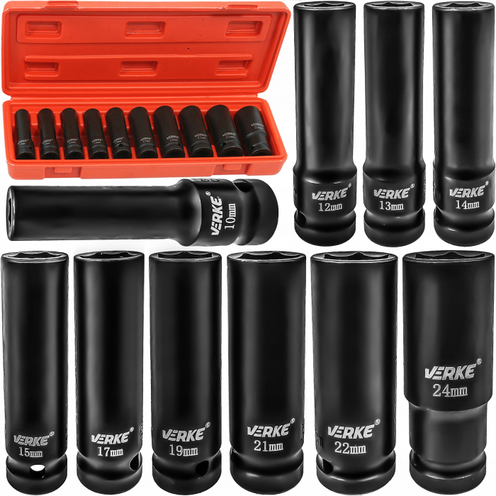 Set trusa chei tubulare impact lungi ½ 10 piese 10-24mm intarite, pistol impact (V39467) [7]