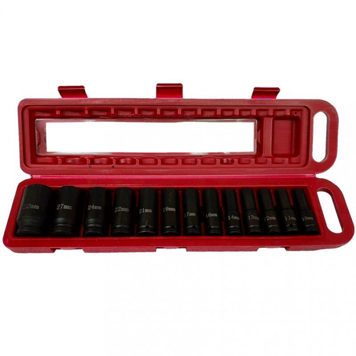 Set trusa chei tubulare impact lungi ½ 13 piese 10-32mm intarite, pistol impact (KD10521) [4]
