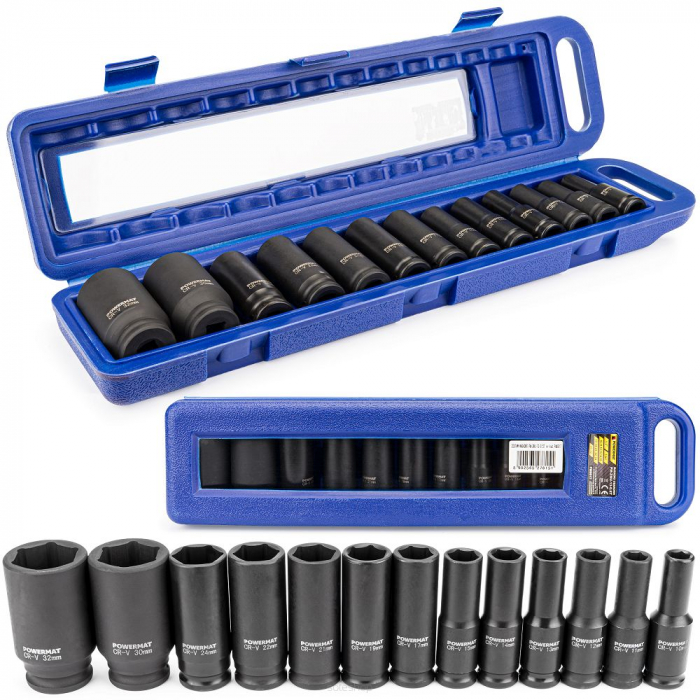 Set trusa chei tubulare impact lungi ½ 13 piese 10-32mm intarite, pistol impact (PM-ZNU-13-0.5T) [1]
