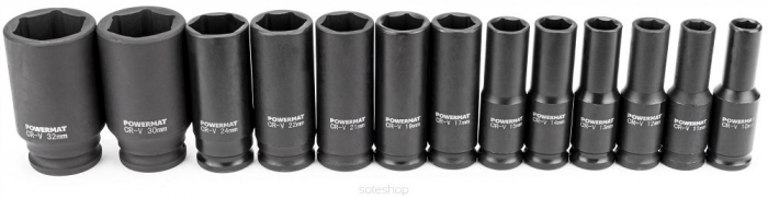 Set trusa chei tubulare impact lungi ½ 13 piese 10-32mm intarite, pistol impact (PM-ZNU-13-0.5T) [4]