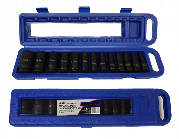 Set trusa chei tubulare impact lungi ½ 13 piese 10-32mm intarite, pistol impact (S10613) [2]