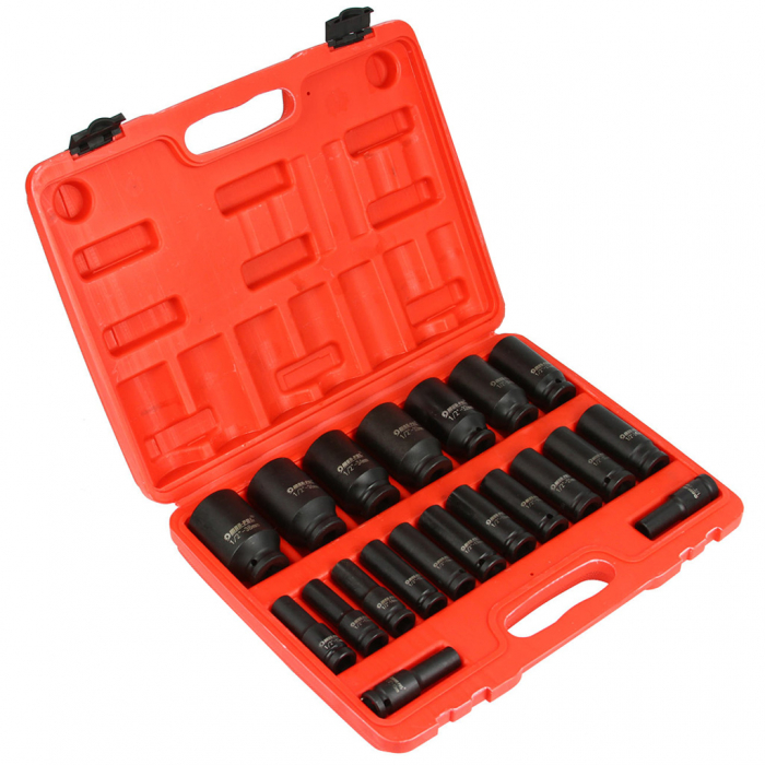 Set trusa chei tubulare impact lungi ½ 20 piese 10-38mm intarite, pistol impact (M58258) [1]
