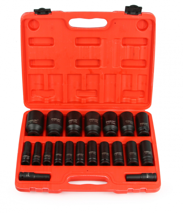 Set trusa chei tubulare impact lungi ½ 20 piese 10-38mm intarite, pistol impact (M58258) [2]