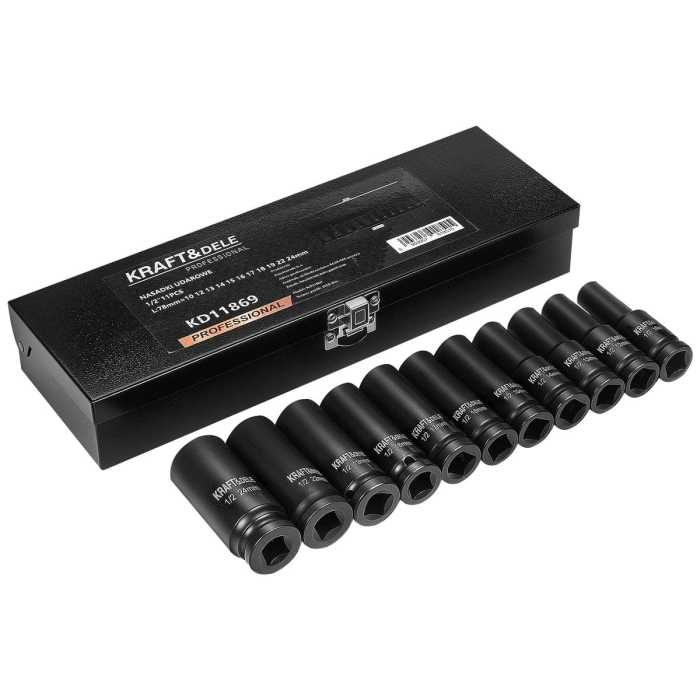 Set trusa chei tubulare impact lungi 78mm ½ 11 piese 10-24mm intarite, pistol impact [2]