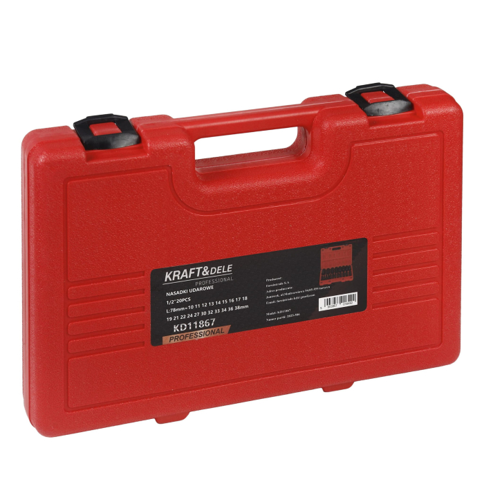 Set trusa chei tubulare impact lungi 78mm ½ 20 piese 10-38mm intarite, pistol impact (KD11867) [13]