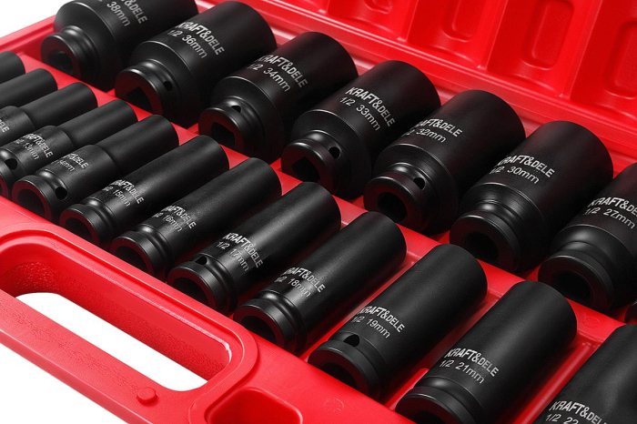 Set trusa chei tubulare impact lungi 78mm ½ 20 piese 10-38mm intarite, pistol impact (KD11867) [6]