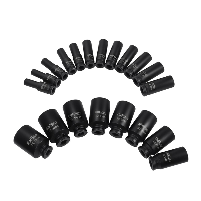 Set trusa chei tubulare impact lungi 78mm ½ 20 piese 10-38mm intarite, pistol impact (KD11867) [8]