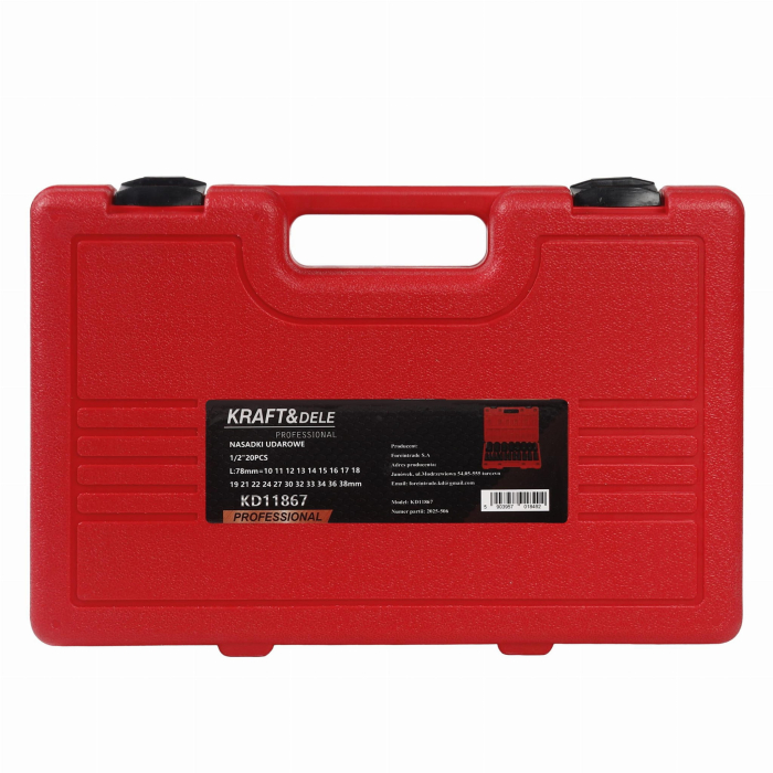 Set trusa chei tubulare impact lungi 78mm ½ 20 piese 10-38mm intarite, pistol impact (KD11867) [12]