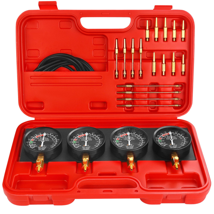 Set vacuometre pentru sincronizare carburatoare 4 manometre cu adaptoare (KD12537) [10]