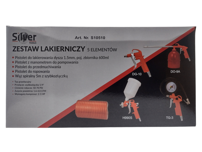 Set vopsire pneumatic 5 piese, pistol pulverizare, pentru compresor si aer comprimat (S10510) [8]