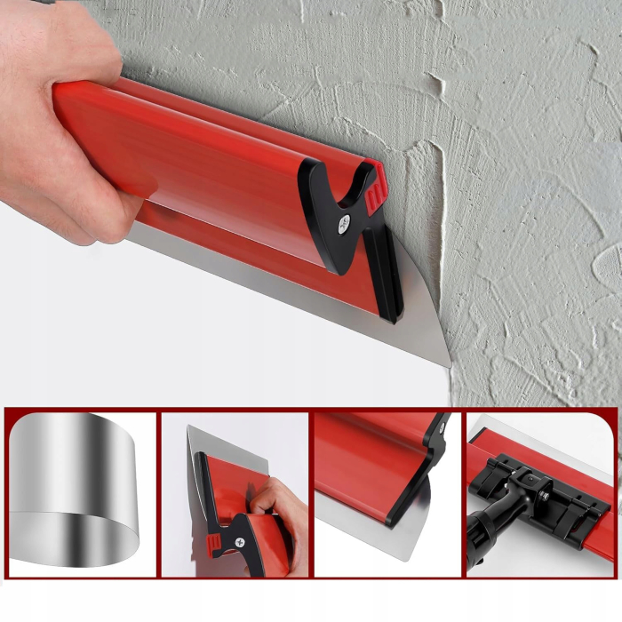 Spatula profesionala pentru glet 65cm cu lama inox 0.3mm, maner cu telescop 67–177cm si rola netezire (S12240) [9]