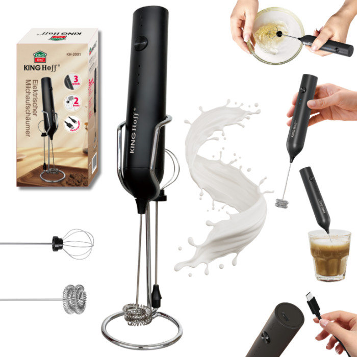 Spumator de lapte electric 3 viteze 2 varfuri cu suport USB-C (KH-2001) [4]