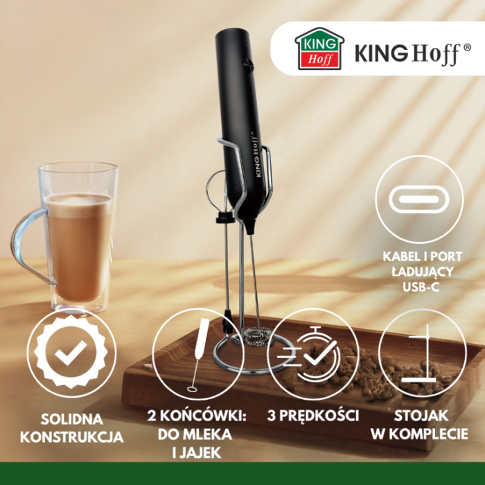 Spumator de lapte electric 3 viteze 2 varfuri cu suport USB-C (KH-2001) [3]