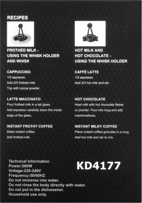 Spumator electric lapte 500W cu incalzire si 2 agitatoare pentru cappuccino latte si ciocolata calda (KD4177) [15]