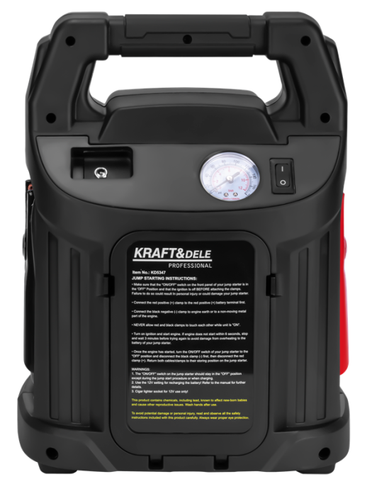 Starter auto multifunctional 1500A compresor aer, baterie portabila externa USB lanterna LED 12V (KD5347) [4]