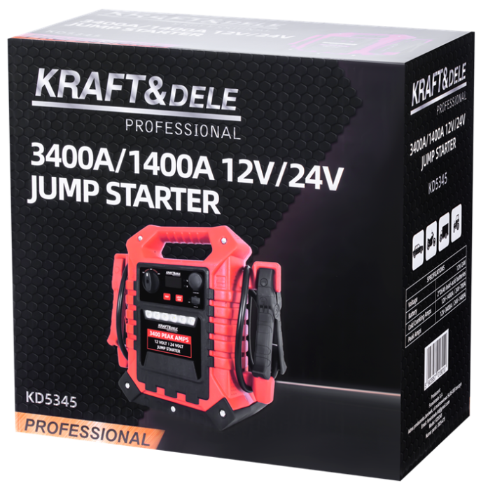 Starter auto multifunctional 3400 1400A12 24V baterie portabila externa USB lanterna LED (KD5345) [12]