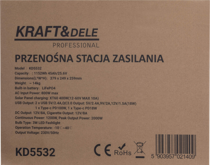 Stație de alimentare portabilă 1152Wh / 25.6V (KD5532) [4]