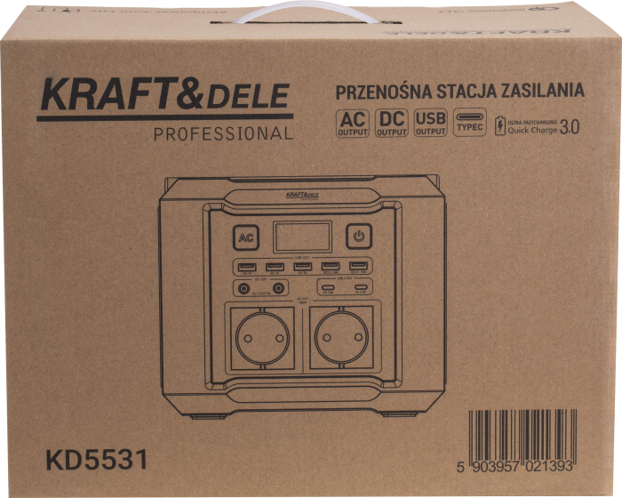 Statie de alimentare portabila 296Wh 14.8V 500W cu prize AC USB si incarcare solara (KD5531) [13]