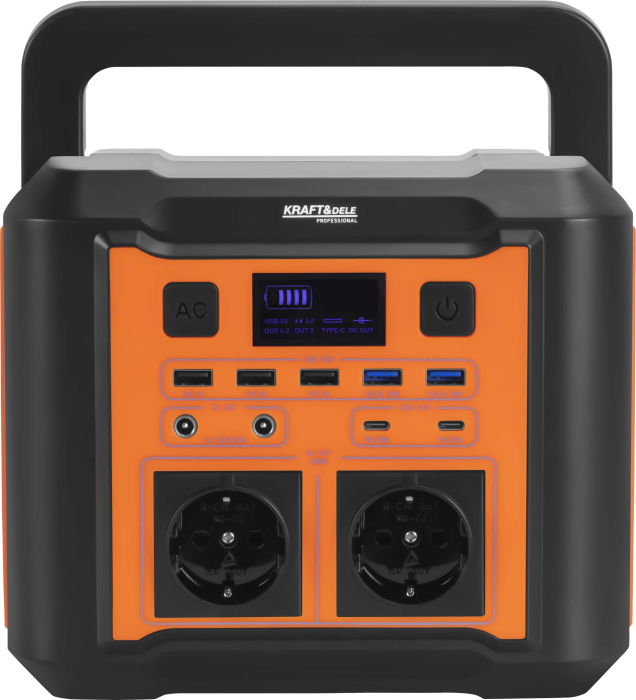 Statie de alimentare portabila 296Wh 14.8V 500W cu prize AC USB si incarcare solara (KD5531) [2]