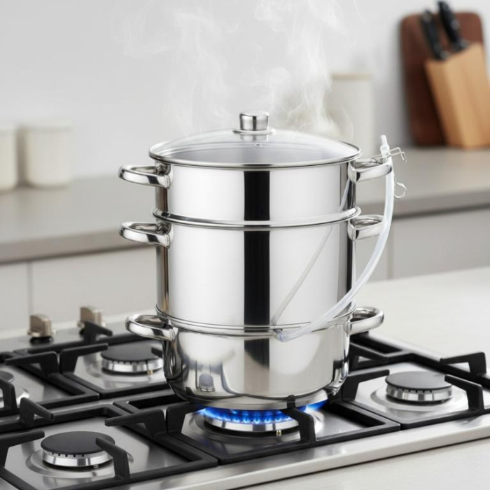 Storcator fructe tip abur 8L din inox cu capac sticla si furtun pentru suc (KB-9032) [3]