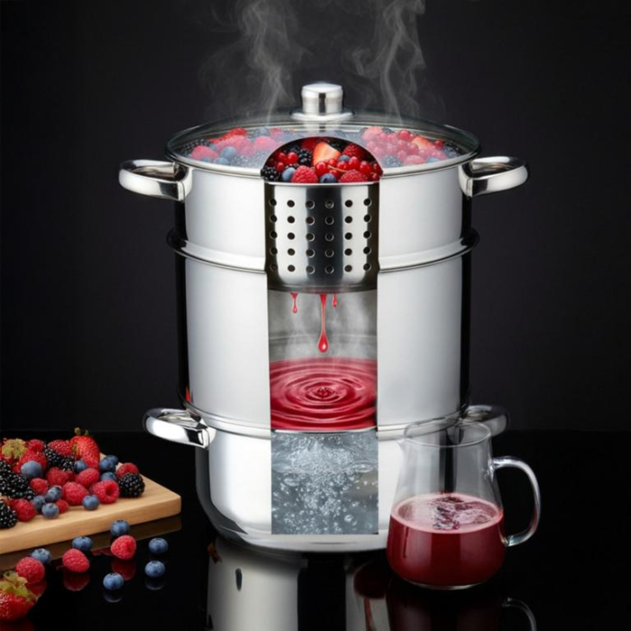 Storcator fructe tip abur 8L din inox cu capac sticla si furtun pentru suc (KB-9032) [12]