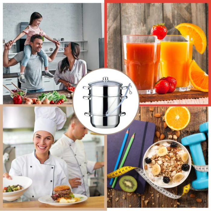 Storcator fructe tip abur 8L din inox cu capac sticla si furtun pentru suc (KB-9032) [4]