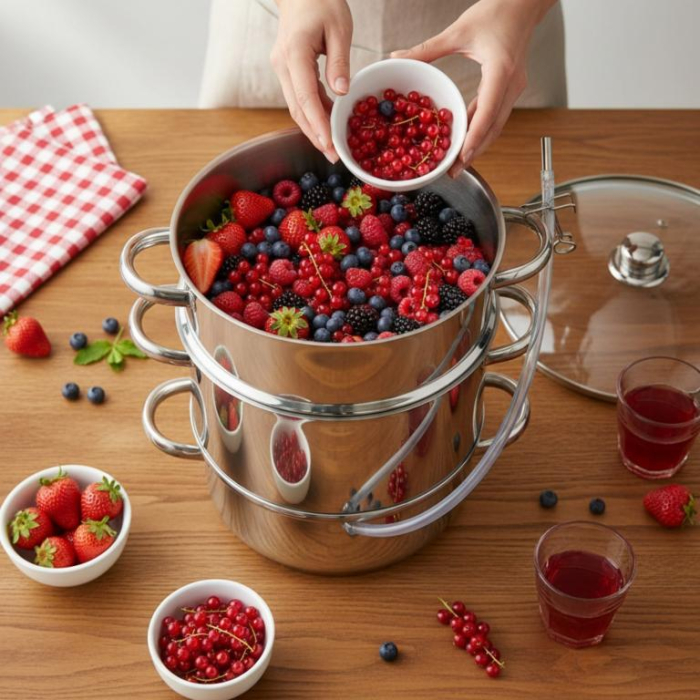 Storcator fructe tip abur 8L din inox cu capac sticla si furtun pentru suc (KB-9032) [14]